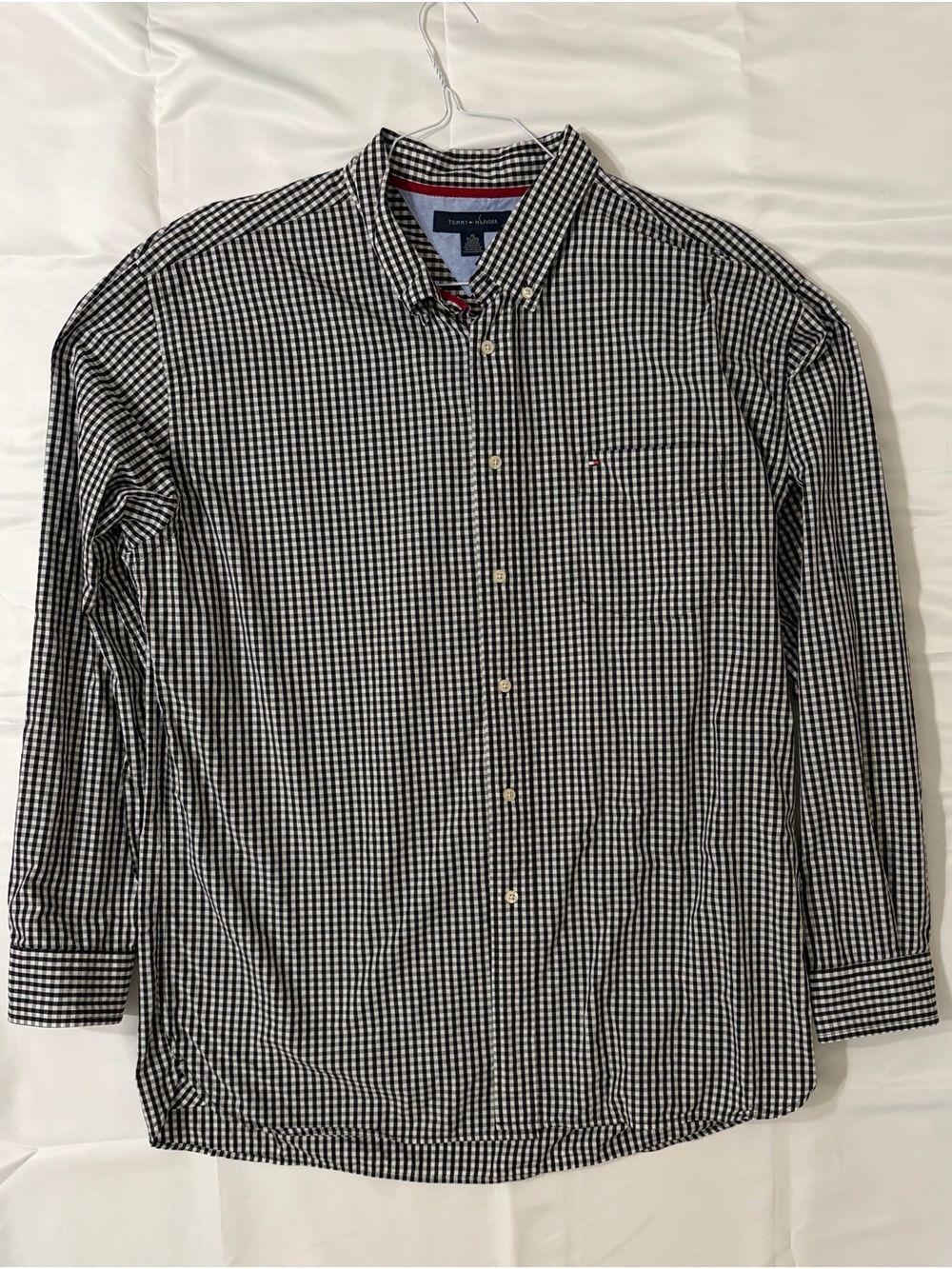 Tommy Hilfiger Men’s Black & White Gingham Button-Down Shirt